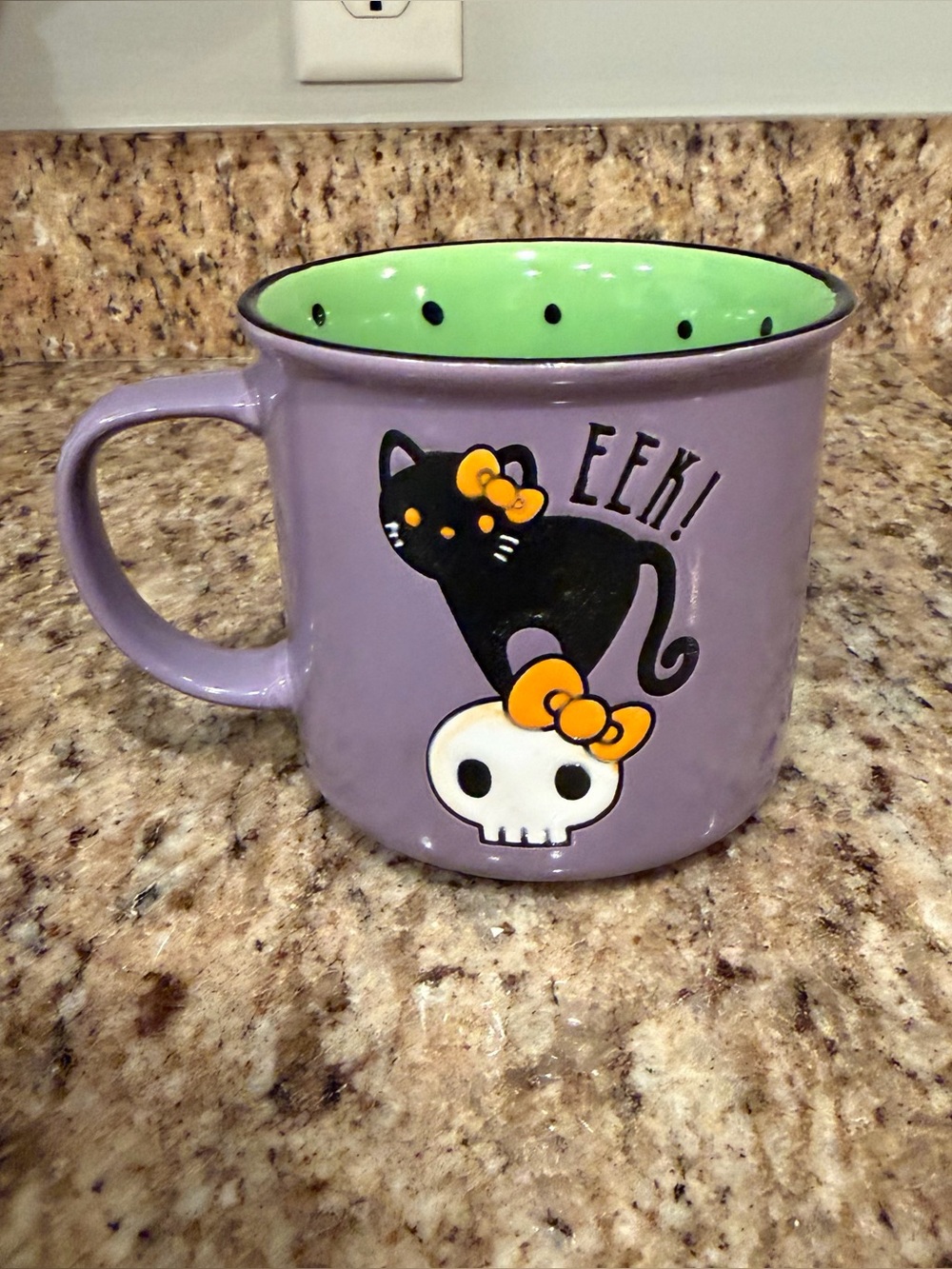 Blue Sky Hello Kitty Sanrio Purple Halloween Black Cat Skull Eek Coffee Mug Cup